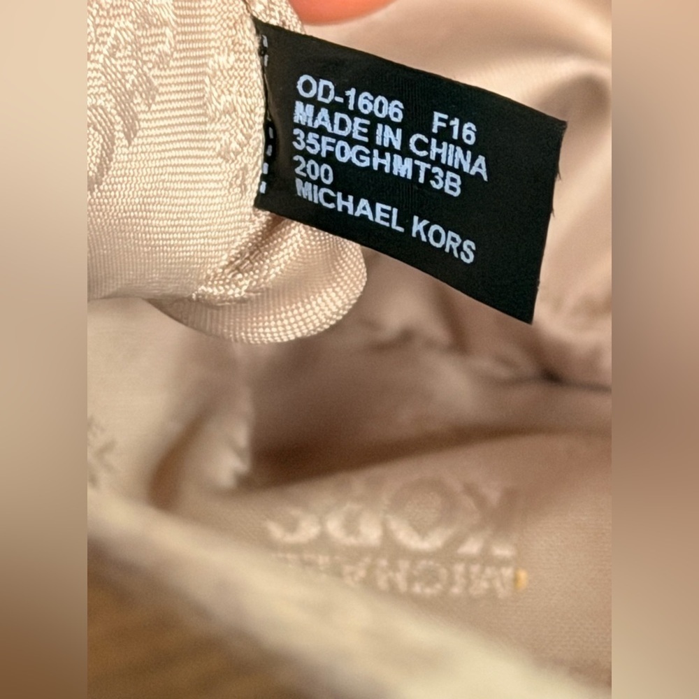 Michael Kors Large Brown Satchel Leather Shoulder Tote Bag Gold Accents MK Logo - Picture 10 of 13